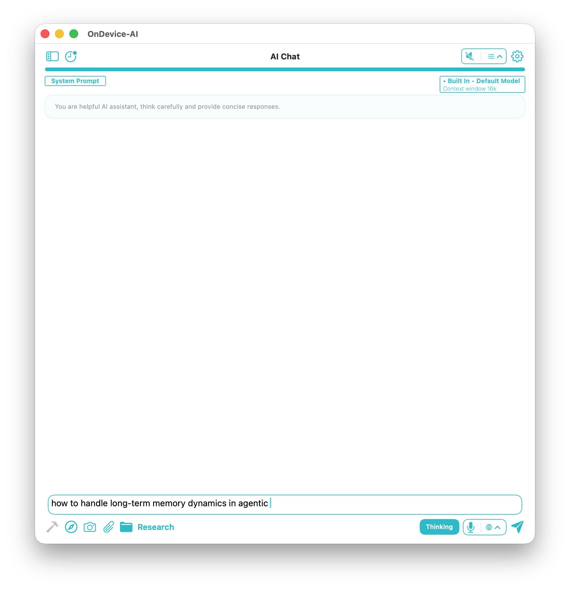 On Device AI Chat ready for a research question