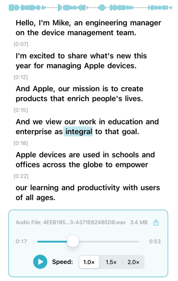 Voice Memo Screenshot